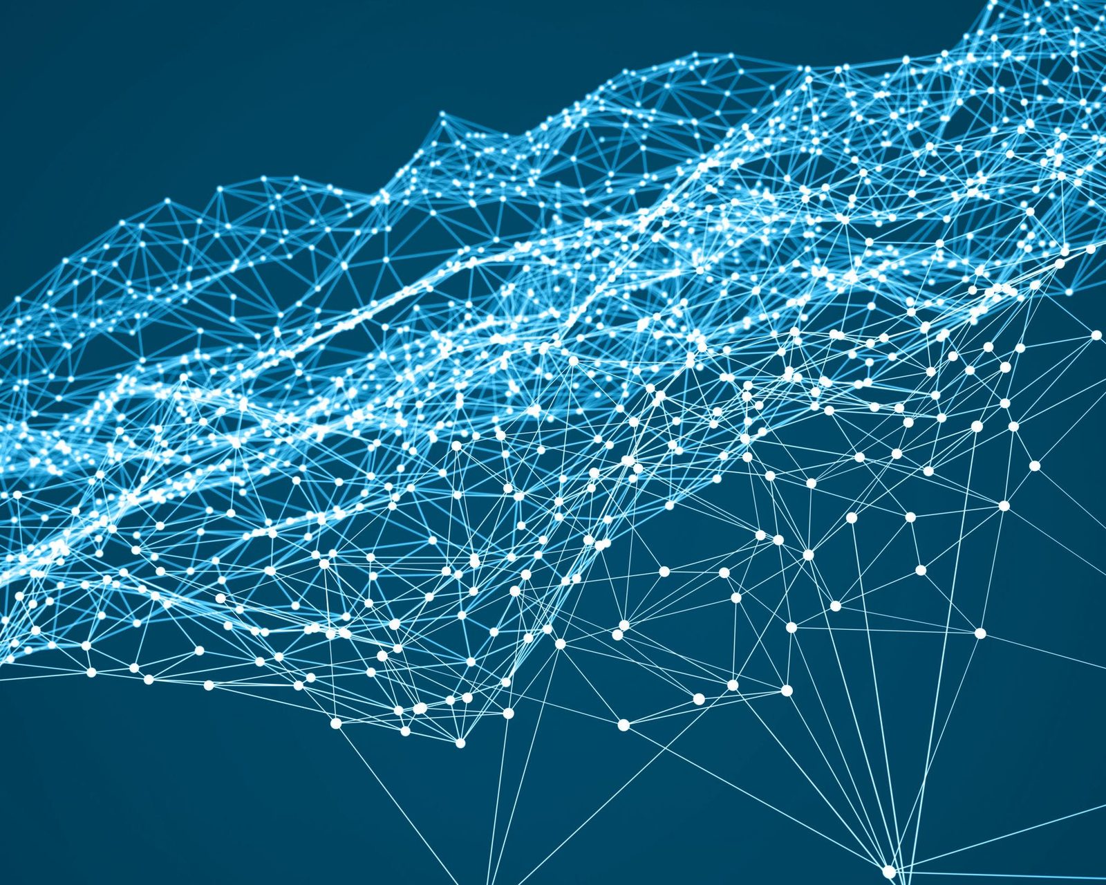 Abstract network of connected nodes representing NextWave's talent and technology network
